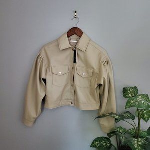 New! T Tahari Puff Sleeve Faux Leather Jacket